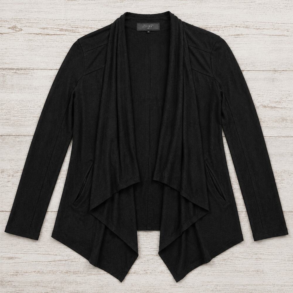 BLANK NYC Faux Suede Cardigan Women's Size S Cascade Front Western-Chic Casual